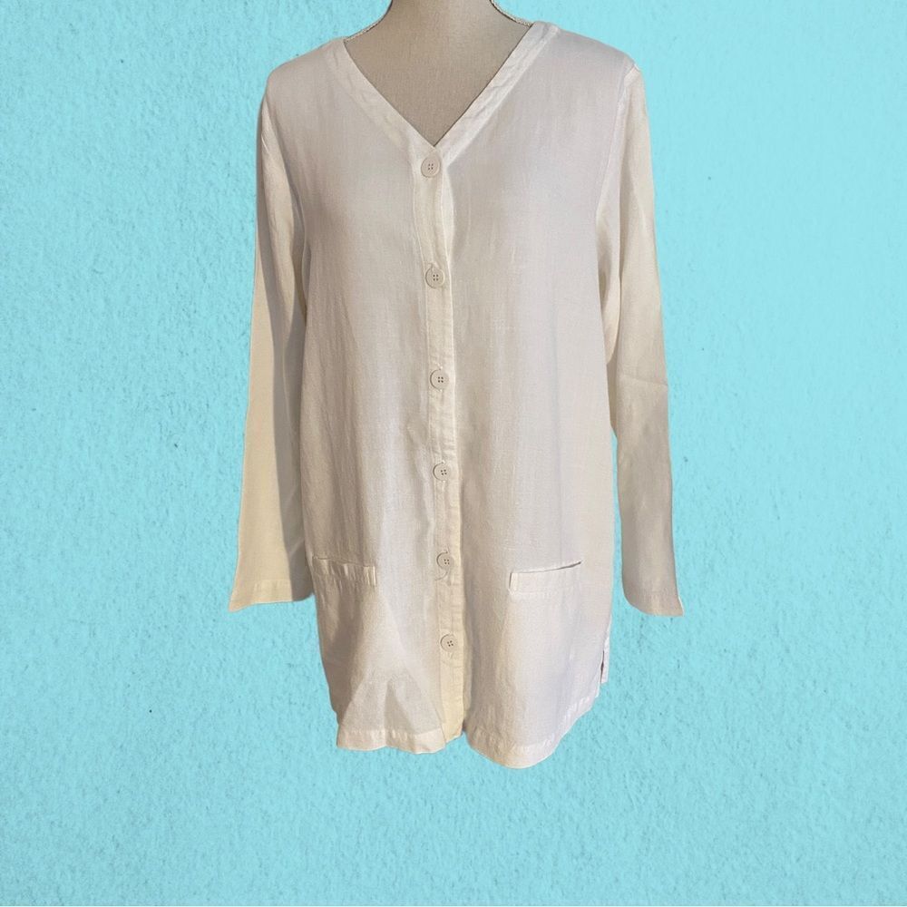 Women's Vintage Eileen Fisher White Shirt Size Large